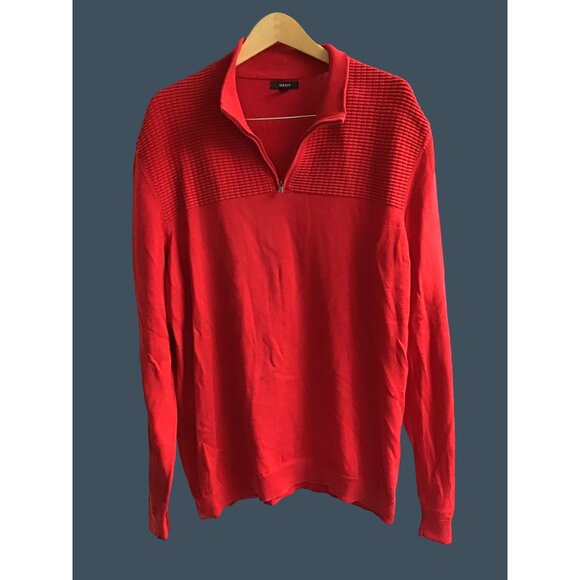ALFANI-MEN RED UPPER ZIPPER CLOSURE LONG SLEEVE 100% COTTON SWEATER SIZE X-LARGE - Picture 1 of 6